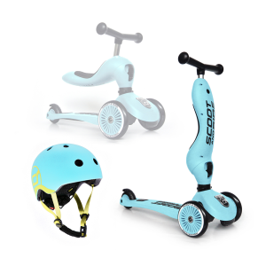 Zestaw Scootandride Highwaykick 1 2w1 Jeździk i Hulajnoga 1-5 Lat + Kask XXS-S Dla Dzieci 1-5 Lat Blueberry