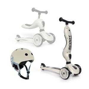 Zestaw Scootandride Highwaykick 1 2w1 Jeździk i Hulajnoga 1-5 Lat + Kask XXS-S Dla Dzieci 1-5 Lat Ash